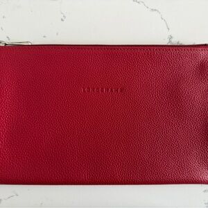 Longchamp Vibrant Red Pebbled Leather Wristlet